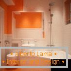 Casa de banho com interior laranja-branco