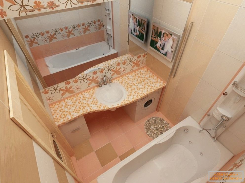 Aumento visual no espaço de uma pequena casa de banho com um espelho