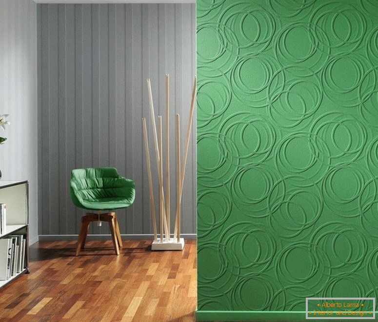 A combinação de cinza e verde na parede