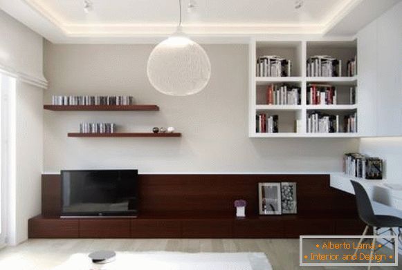 Idéias de design moderno para um apartamento de um quarto de 40 metros quadrados