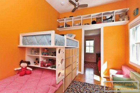Projeto de apartamento de um quarto com duas crianças - interior de um berçário