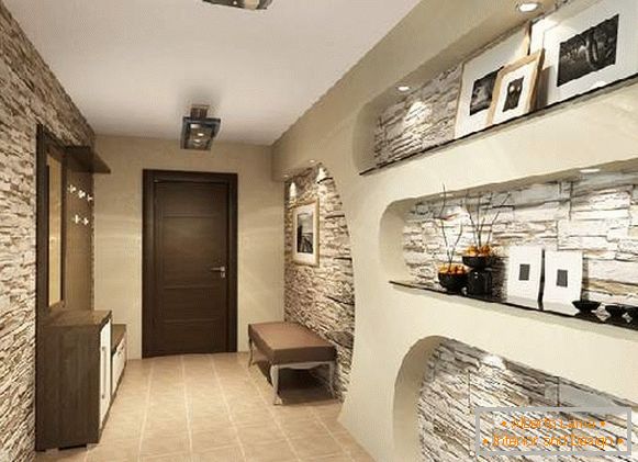 design de corredor com foto de pedra decorativa, foto 26