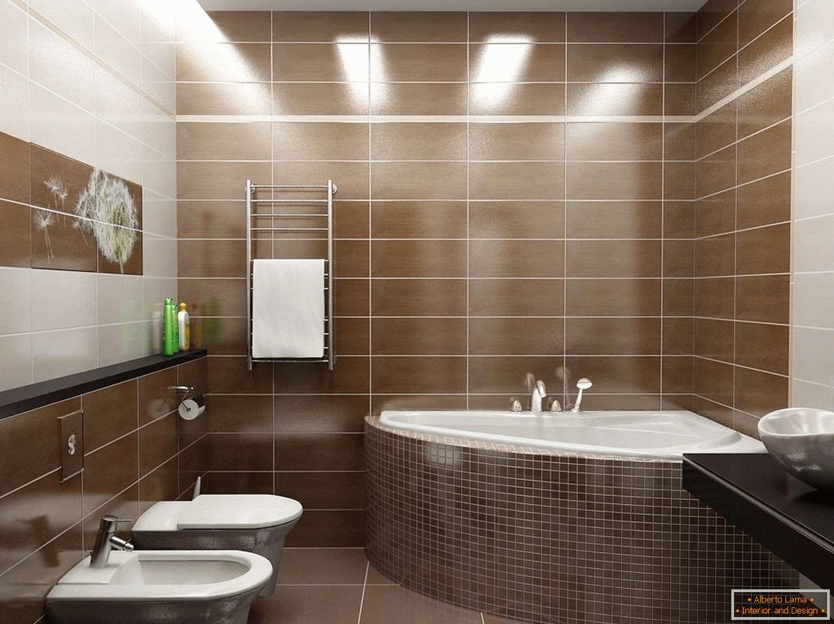 Banheiro combinado marrom-branco