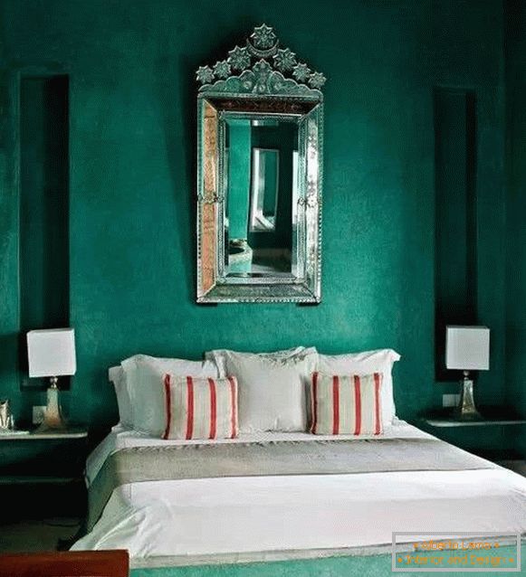 Quarto verde em estilo de luxo