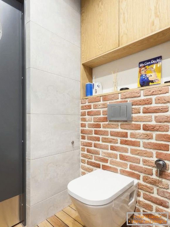 Projeto de um banheiro pequeno - foto no estilo de um loft