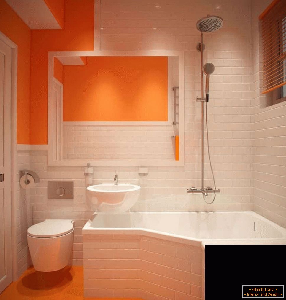Banheiro laranja-branco