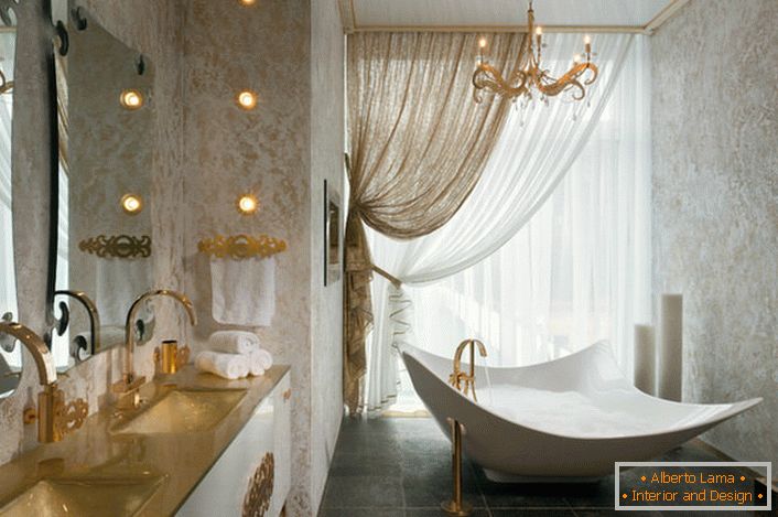 Projeto de design para um banheiro Art Nouveau para um apartamento de celebridades em Nova York. 