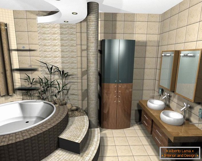 Projeto banheiro no estilo de estudante de design de escola Art Nouveau.