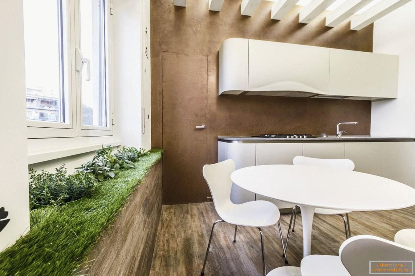Área verde na cozinha para estilo ecológico