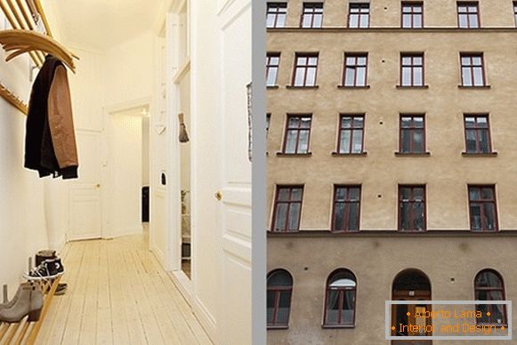 Interior do apartamento corredor na Suécia