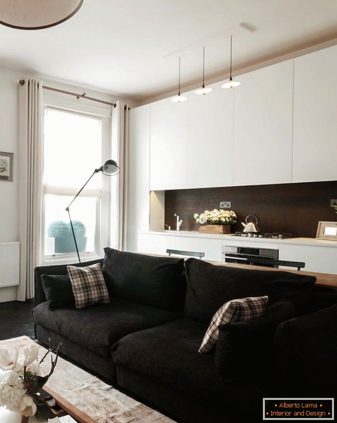 Cozinha apartamento-estúdio em estilo moderno