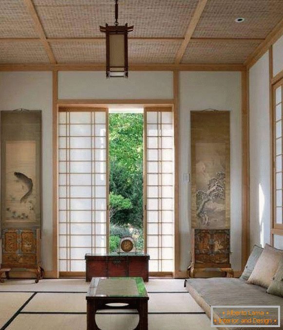 Design exótico de interiores no estilo étnico do Japão