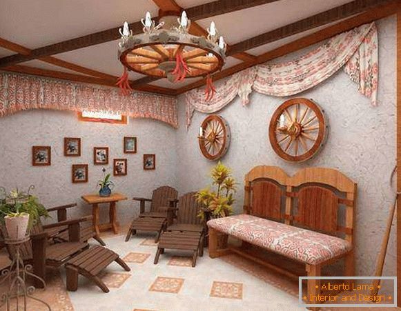 Interior ucraniano - estilo étnico em uma casa particular