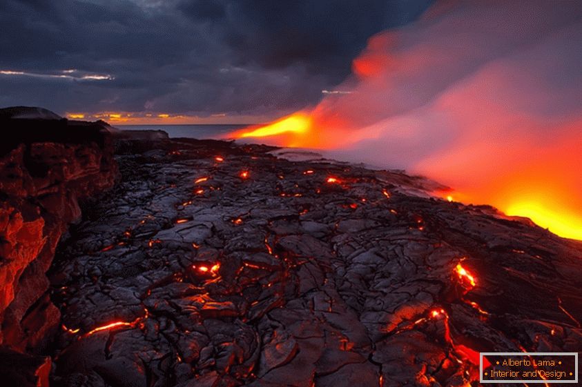 Uma foto íngreme de uma lava congelada