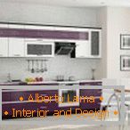 Cozinha branco-violeta espaçoso