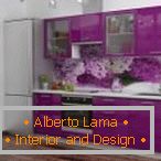 Design de cozinha violeta с орхидеей
