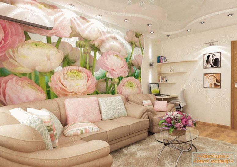 peônias rosa-de-rosa-no-interior-sala de estar
