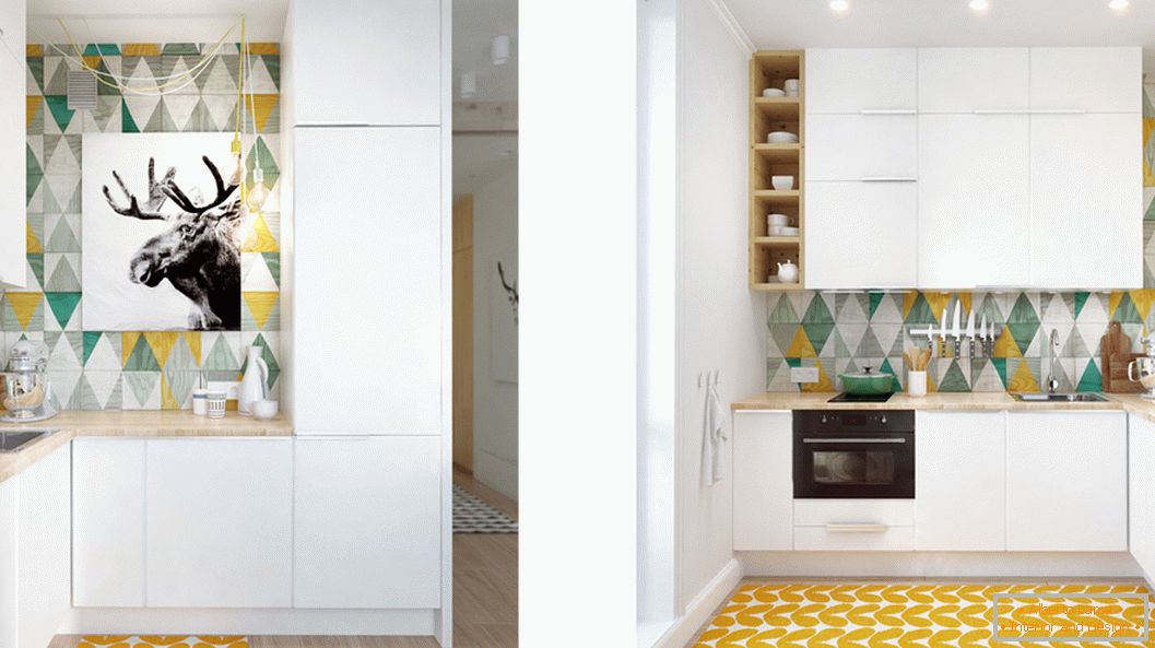 Design de interiores de cozinha em um pequeno apartamento em Moscou