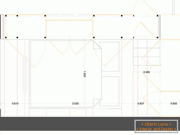 O layout do apartamento em um estilo futurista