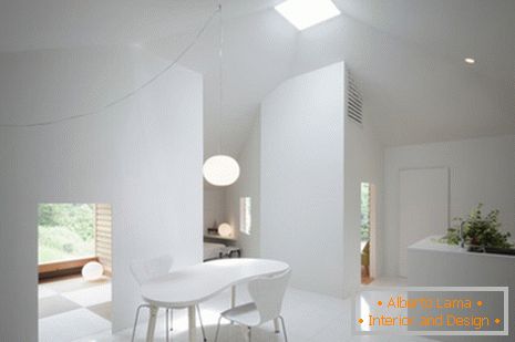 Interior de uma pequena casa privada na cor branca