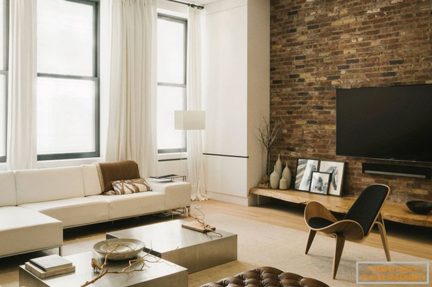 Design moderno da sala de estar em estilo loft