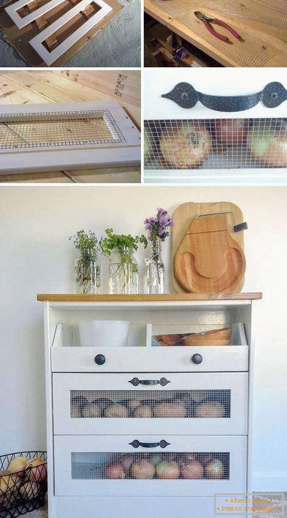 Armário para guardar legumes na cozinha com as próprias mãos