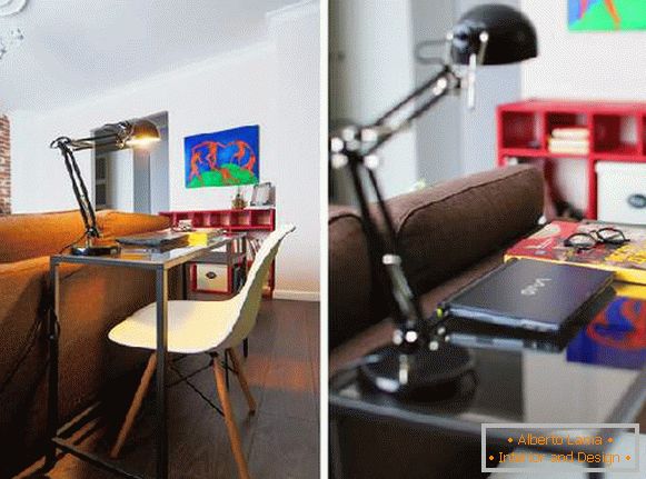 , design de uma sala de estar com uma área de trabalho foto 95