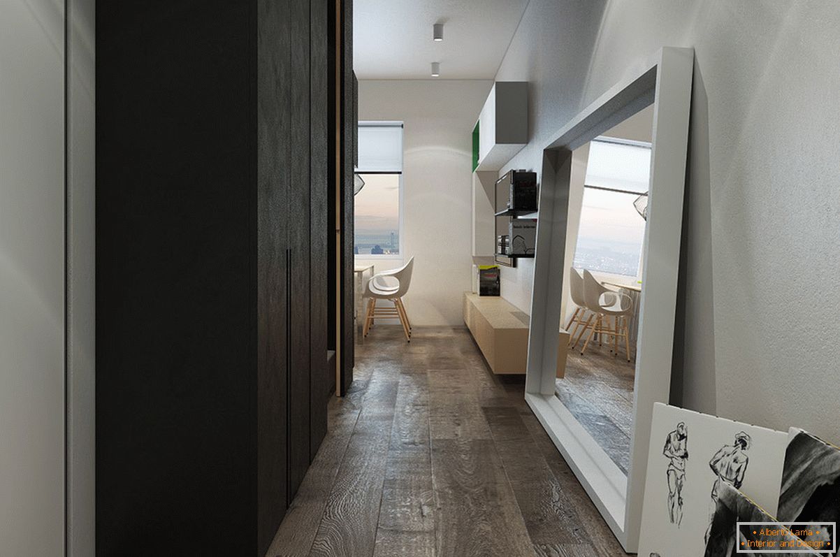 Corredor de design para um pequeno apartamento no estilo loft