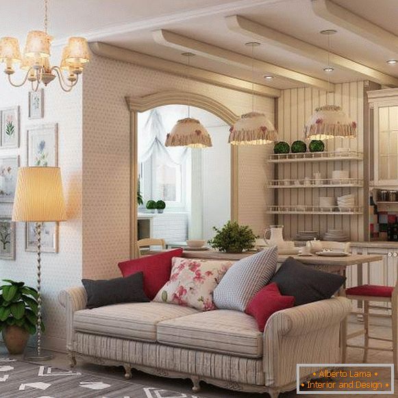 Um quarto apartamento estúdio - foto de design de interiores no estilo da Provence