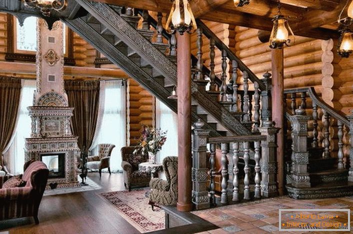 Sala de visitas rústica luxuosa em uma mansão do país em Alemanha.