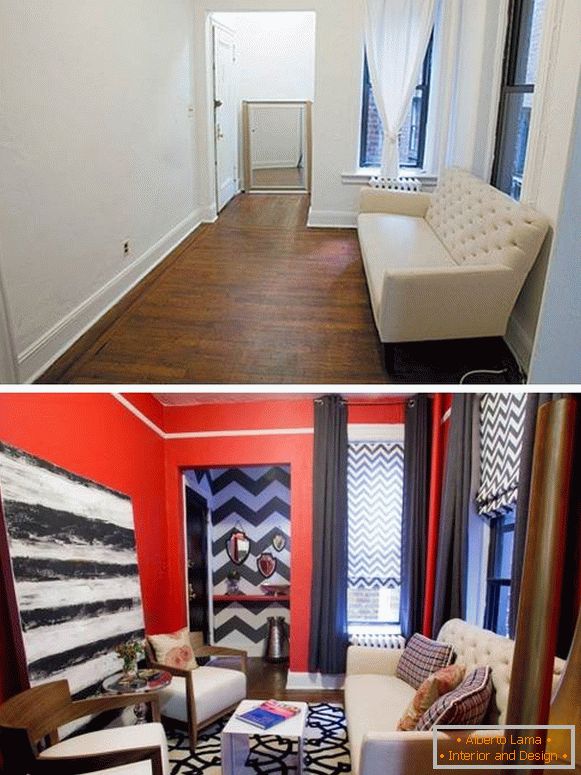 Foto de interiores antes e depois em uma casa particular