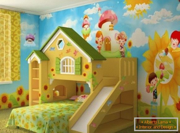 interior de um quarto das crianças para uma menina 3 лет