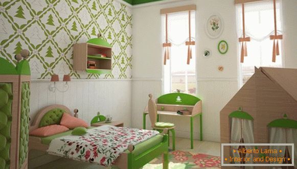 interior de um quarto das crianças para uma menina в хрущёвке