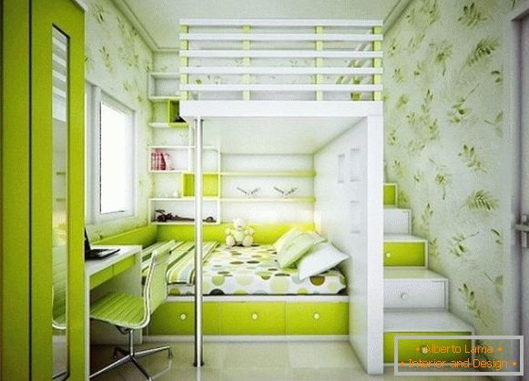 зелёный interior de quarto infantil для двух девочек