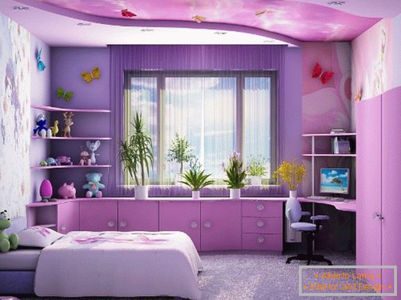 лиловый interior de quarto infantil для девочки