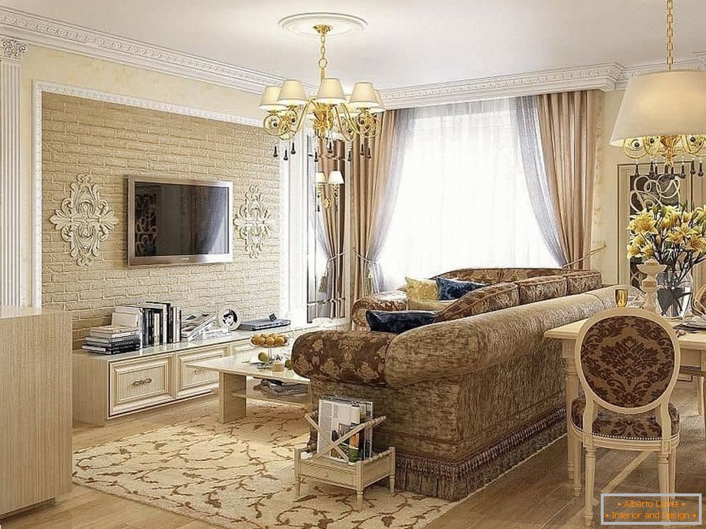 A escolha das cores no design da sala de estar em estilo clássico