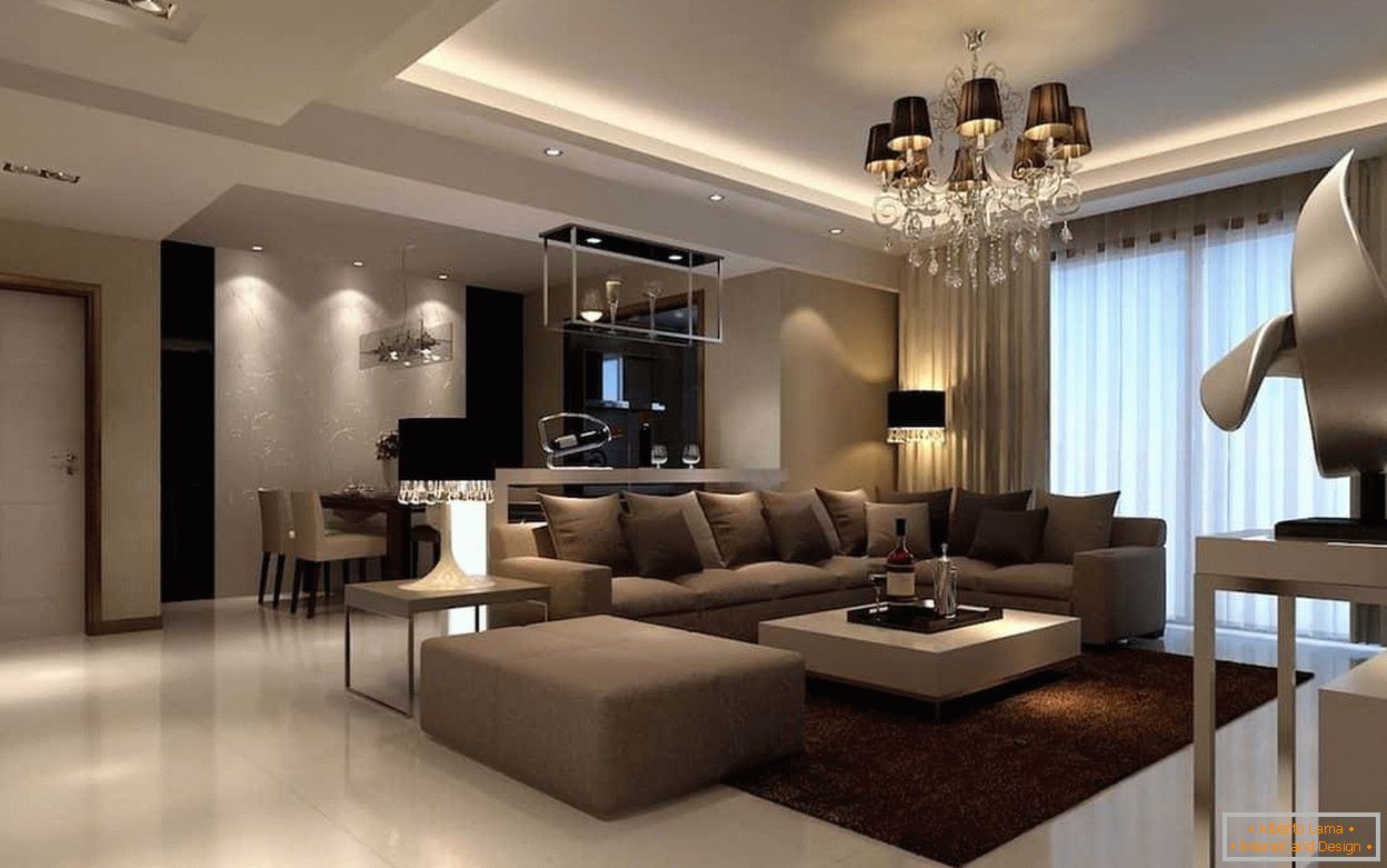 Design moderno da sala de estar em estilo clássico