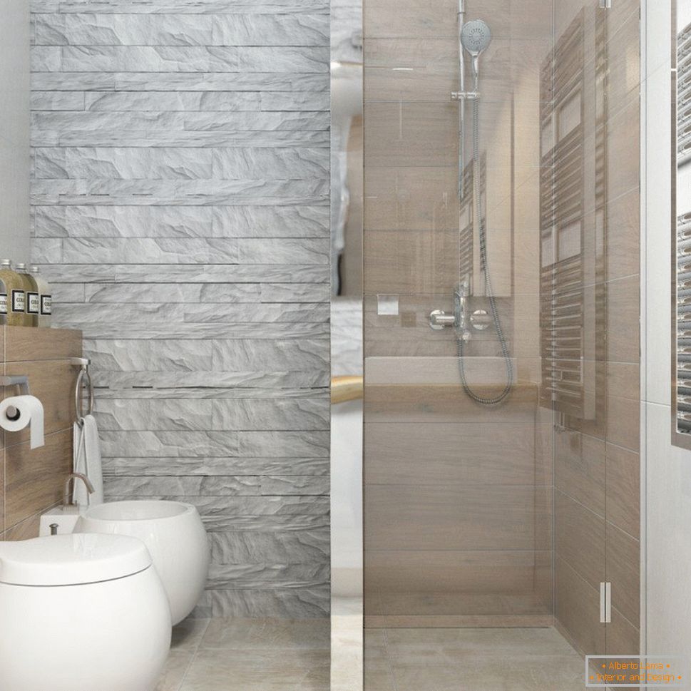 Design de interiores de casa de banho em estilo minimalista branco