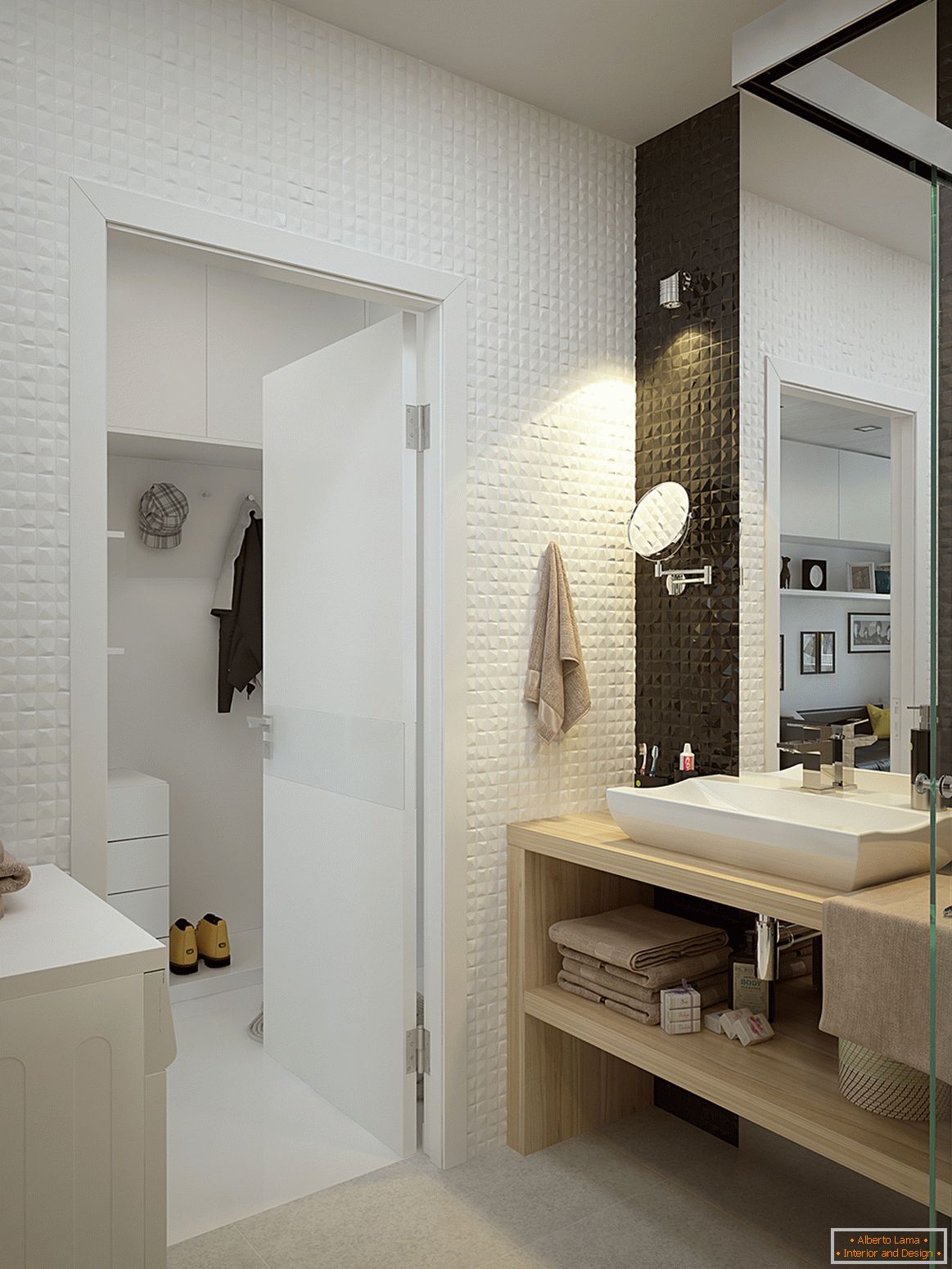 Interior de um pequeno apartamento em cores contrastantes - ванная