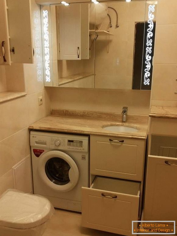 projeto de um banheiro em um hruschevka com uma máquina de lavar roupa, foto 9