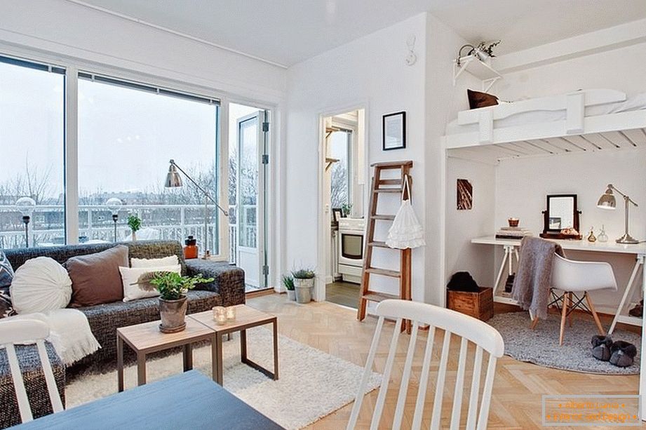 Apartamento estúdio em estilo escandinavo