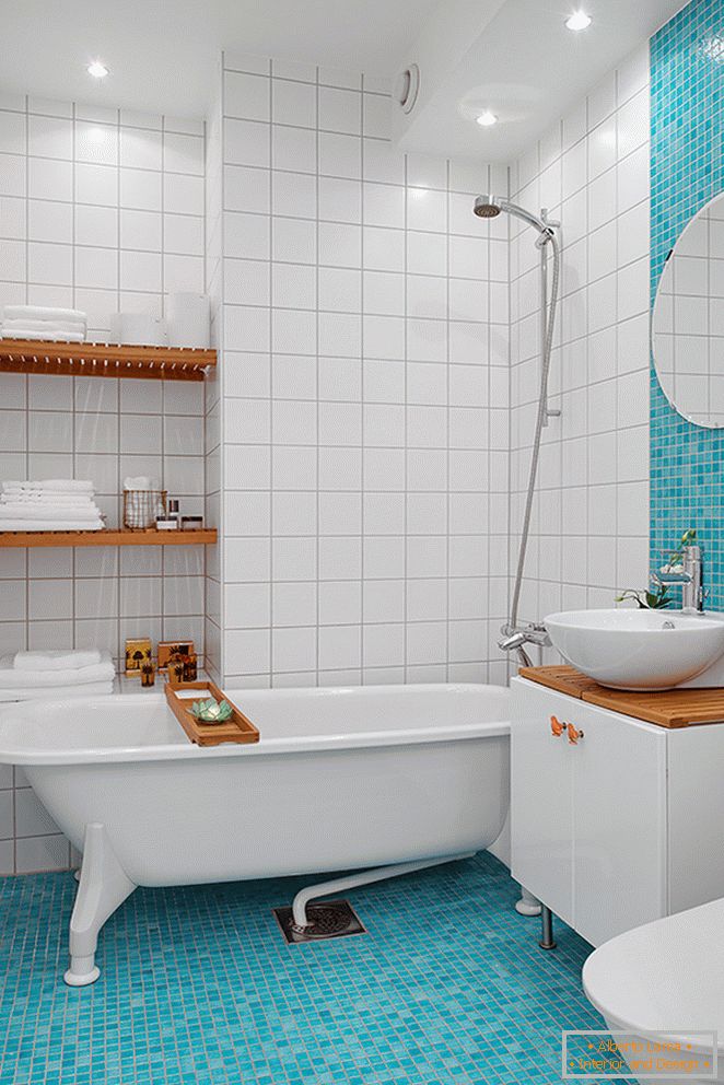 Banheiro de um quarto apartamento em Gotemburgo