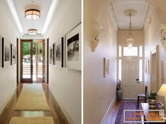Pequeno corredor estreito - design e foto em casas particulares
