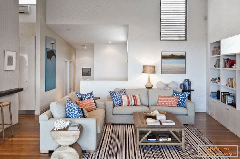 Design moderno sala de estar com tapete