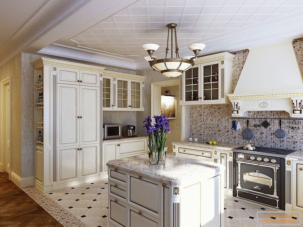 Design de uma cozinha clássica combinada com um hall