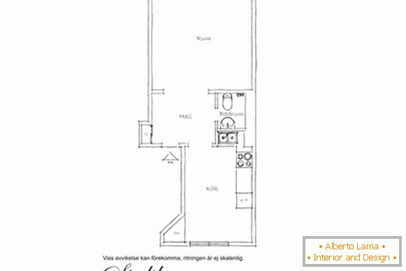 Plano de um apartamento de pequenas dimensões