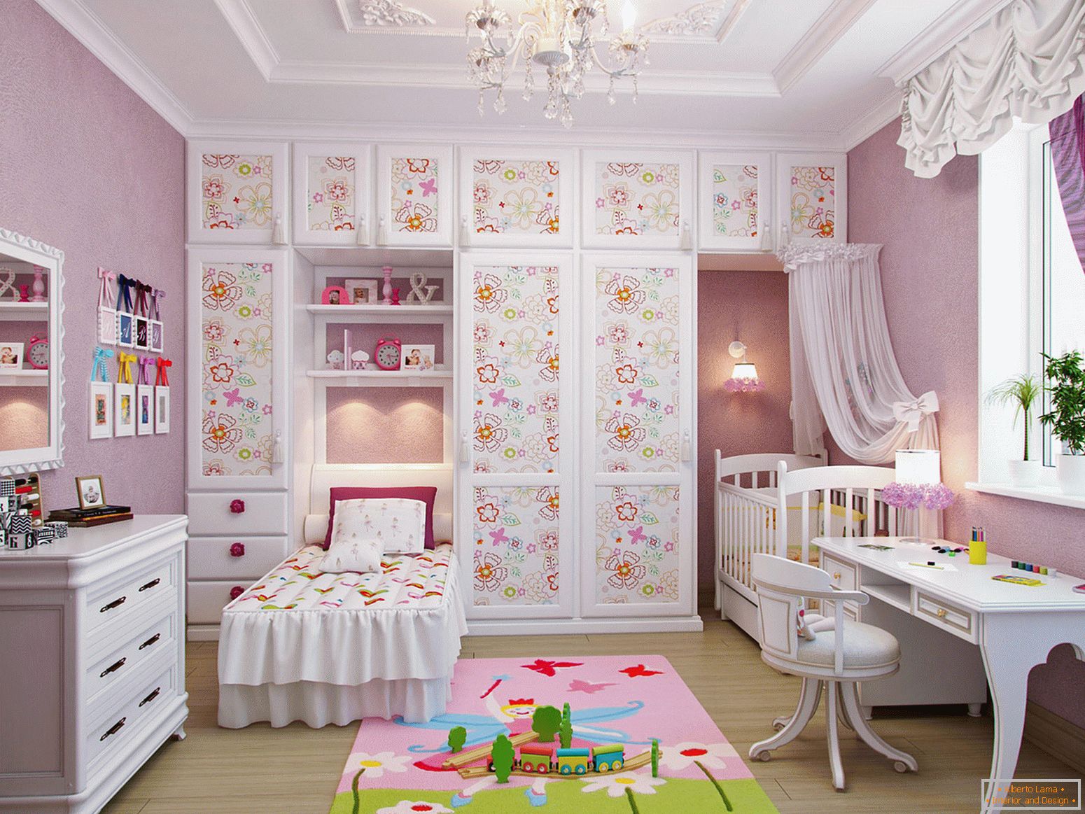 Belo design de um quarto de crianças pequenas