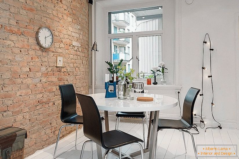Apartamentos-estúdios de sala de jantar em estilo escandinavo