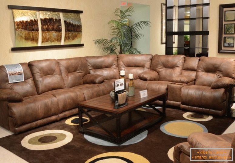 impressionante-dark-marrom-madeira-cool-design-móveis-confortável-sala de estar-couro-l-forma-sofá-mesa-noite-lâmpada-interior-em-livi marrom-sala de estar sofá-home-decoração barato -casa-decoração-vintage-decorati