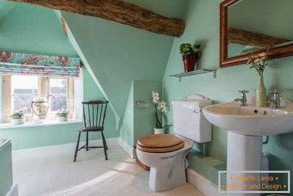 Belos interiores de casas de banho - uma foto de uma casa de banho em cor verde-menta